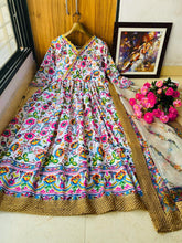 Load image into Gallery viewer, Amazing Multi Color Butter Silk Digital Printed Ready Made Gown Dupatta
