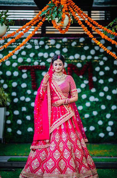 Alluring Pinkk Color Silk Embroidered Work Wedding Wear Lehenga Choli