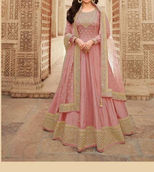 Function Wear Pink Color Dola Silk Design Embroidered Work Salwar Suit