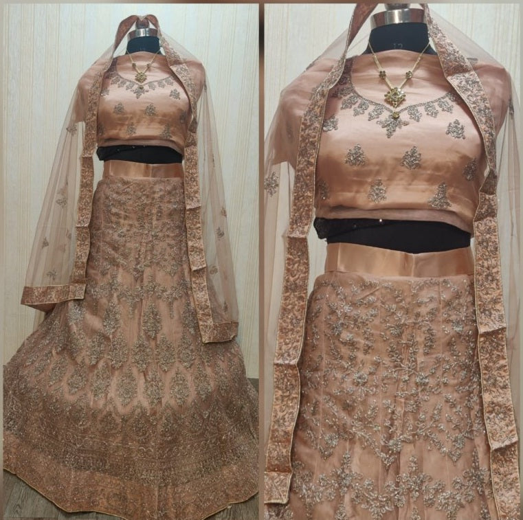Wedding Wear Light Color Soft Net Glitter Coding Embroidered Lehenga Choli