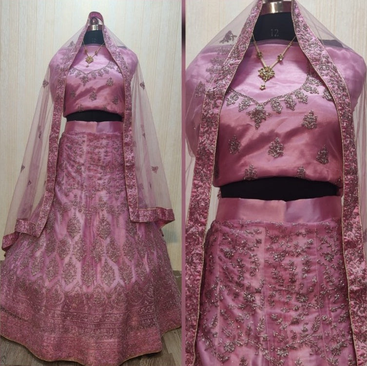 Wedding Wear Light Color Soft Net Glitter Coding Embroidered Lehenga Choli