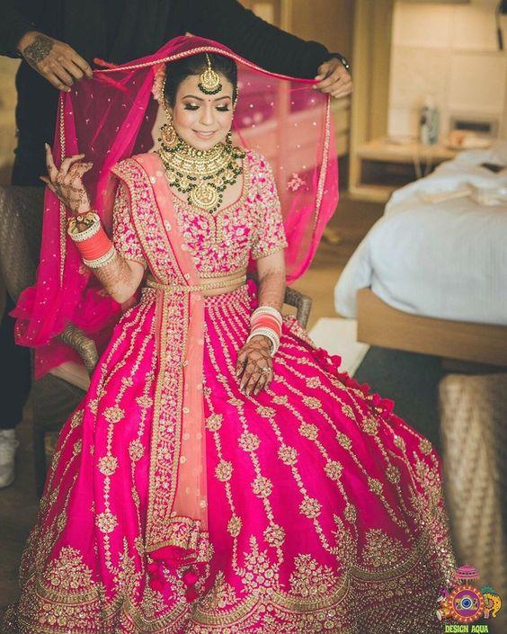 Jazzy Rani Pink Color Wedding Wear Malay Silk Sequence Embroidered Work Lehenga Choli