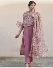 Load image into Gallery viewer, Outstanding Baby Pink Color Japan Silk Ready Made Plain Festive Wear Plazo Suit

