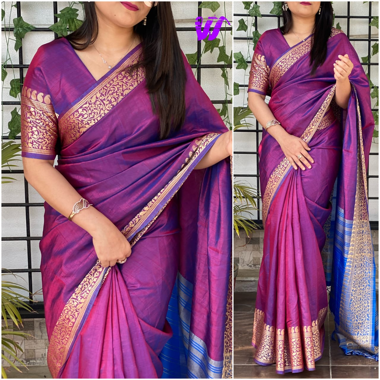 Groovy Wine Color Jacquard Work Sana Silk Saree Blouse For Designer
