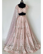 Load image into Gallery viewer, Sophisticated Peach Color Banglori Silk Embroidered Work Lehenga Choli
