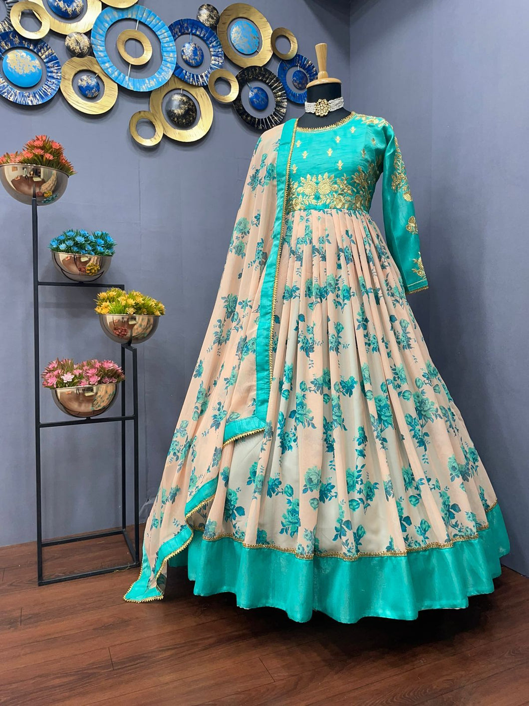 Firozi Papaya Kurti and Flair Sharara Cotton Set with Lace detailing border  3 PIece Set | Made To Order | Sharara set, Organza dupatta, Clothes for  women