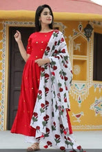 Load image into Gallery viewer, Shattering Cotton Rayon Embroidered Work Ready Made Casual Wear Salwar Suit
