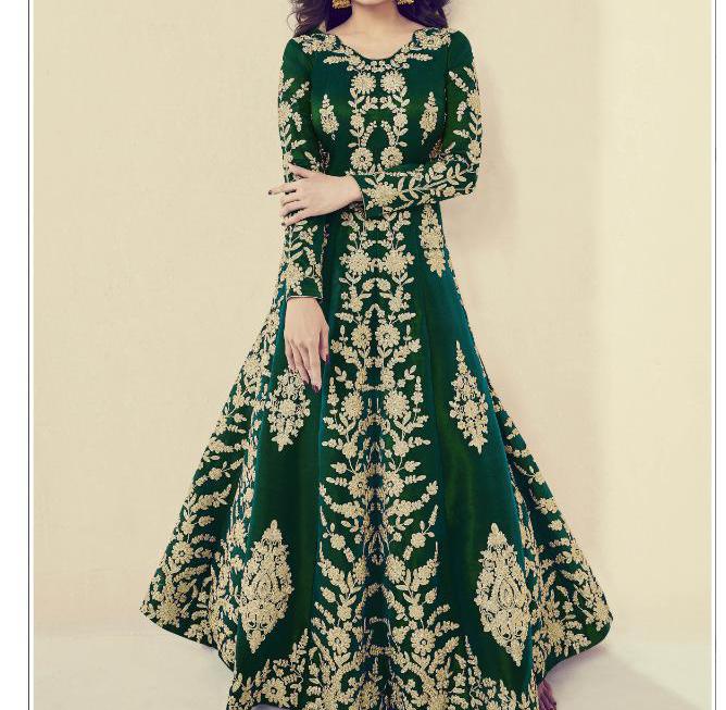Alluring Green Color Art Silk Coding Stone Work Salwar Suit For Women