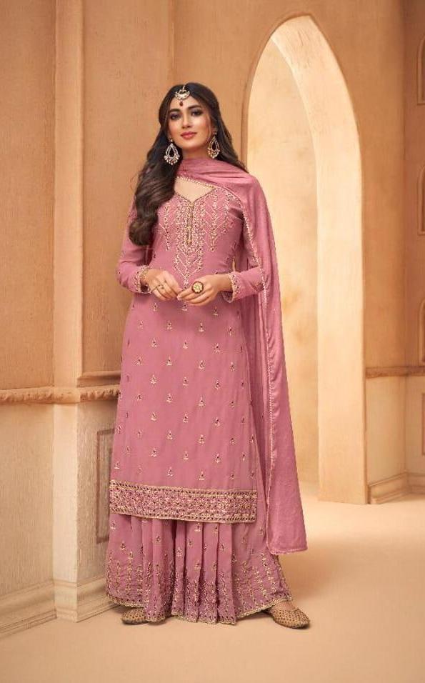 Pink Color Wedding Wear Georgette Embroidered Work Salwar Suit