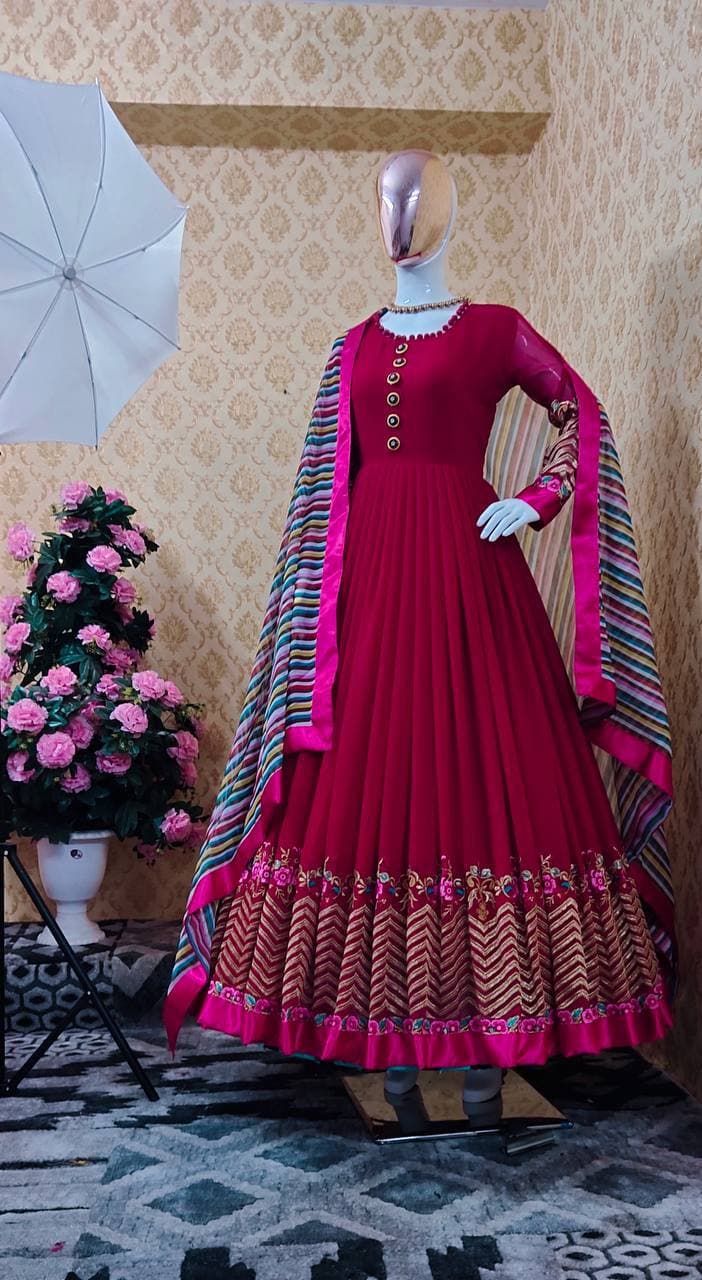 Stupendous Georgette Embroidered Work Festive Wear Salwar Suit