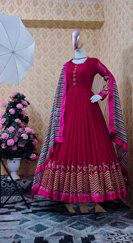 Stupendous Georgette Embroidered Work Festive Wear Salwar Suit