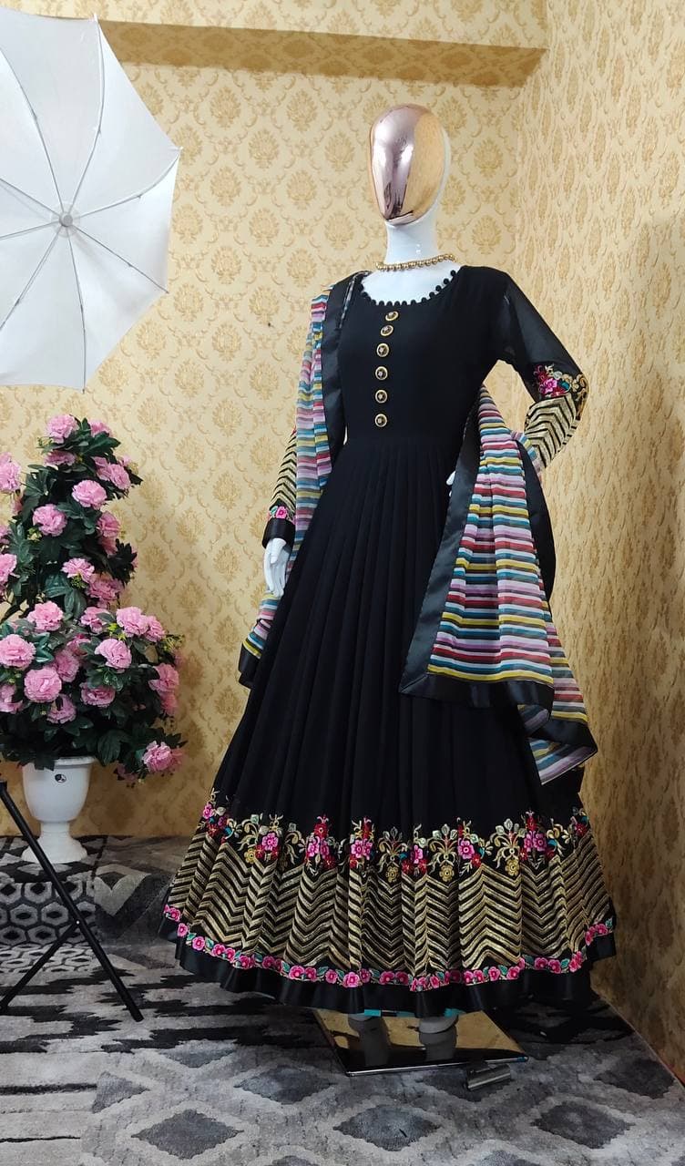 Stupendous Georgette Embroidered Work Festive Wear Salwar Suit