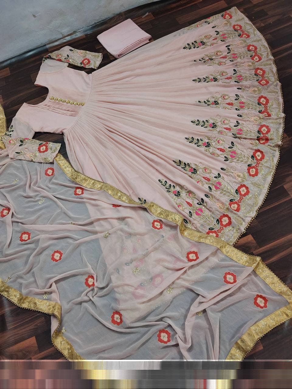 Eye-catching Baby Pink Color Festival Wear Georgette Diamond Embroidered Work Design Suit