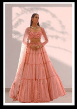 Load image into Gallery viewer, Graceful Peach Color Function Wear Georgette Fancy Sequence Embroidered Work Lehenga Choli
