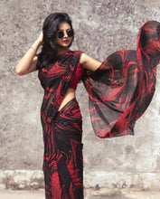 Load image into Gallery viewer, Appealing Black Color Function Wear Printed Design Georgette Beautiful Saree Blouse
