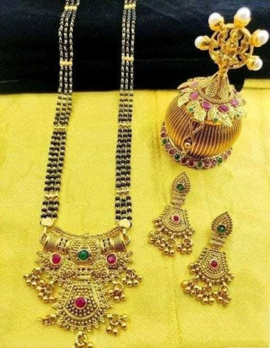 Traditional Wear Golden Imitation Mangalsutra Set Design