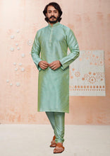 Load image into Gallery viewer, Tone To Tone Banglori Silk Plain Readymade Kurta Pajama Set For Men
