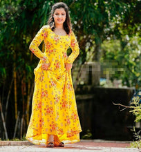 Load image into Gallery viewer, Appealing Yellow Color Ready Made Casual Wear Georgette Printed Gown
