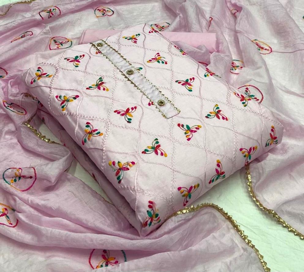 Stupendous Casual Wear Cotton Embroidered Work Salwar Suit