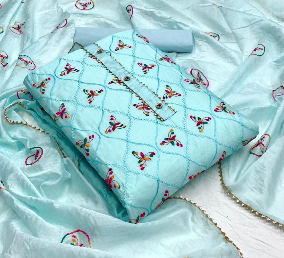 Stupendous Casual Wear Cotton Embroidered Work Salwar Suit