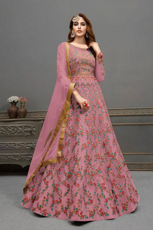 Amazing Purple Color Net Diamond Work Party Wear Salwar Suit