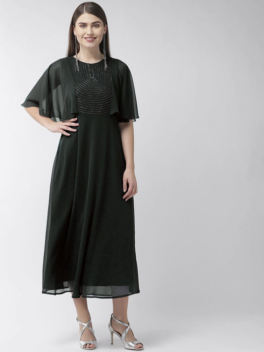 Party Wear Black Color Jazzy Georgette Hand Work Full Stitched Gown