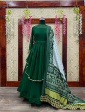 Load image into Gallery viewer, Starling Green Color Festive Wear Georgette Sequence Work Dupatta Gown
