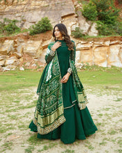 Load image into Gallery viewer, Starling Green Color Festive Wear Georgette Sequence Work Dupatta Gown
