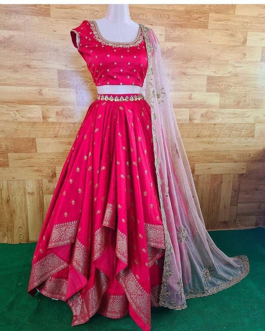 Gorgeous Rani Pink Color Designer Silk Embroidered Work Lehenga Choli