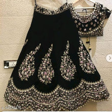 Load image into Gallery viewer, Stylish Black Color Velvet Design Embroidered Work Festive Wear Lehenga Choli
