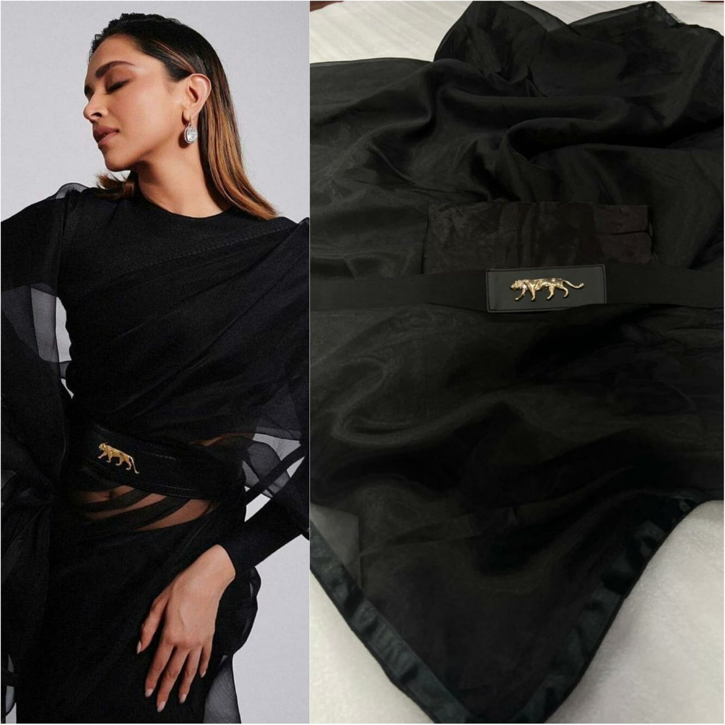 Bollywood Style Black Color Plain Saree Blouse With SabayaChi Patta