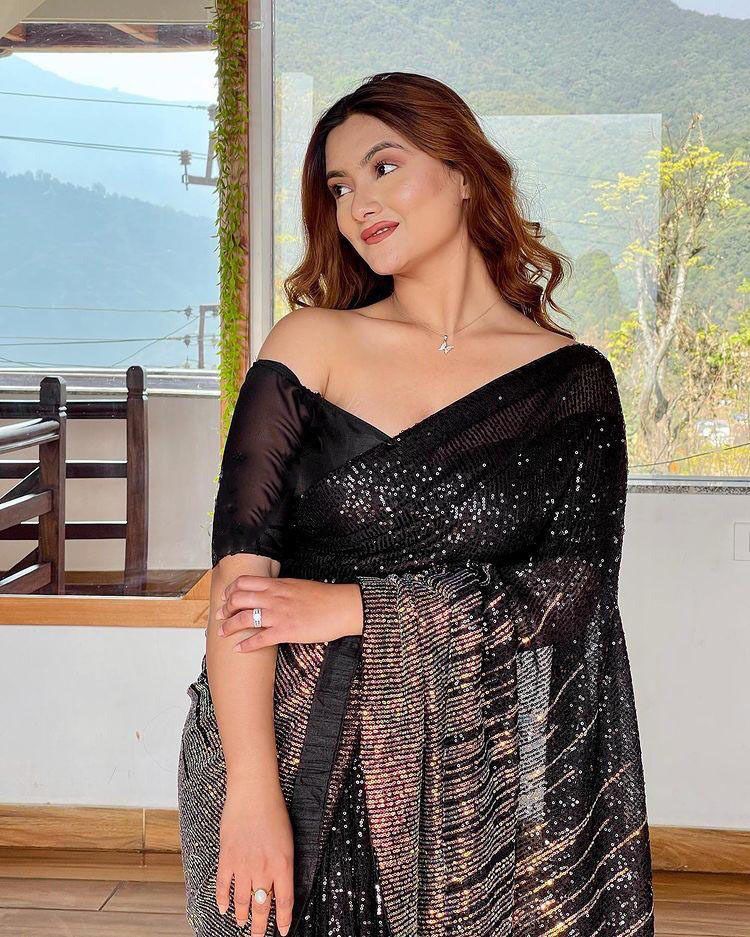 Wedding Wear Georgette Full Sequence Work Designer Saree Blouse