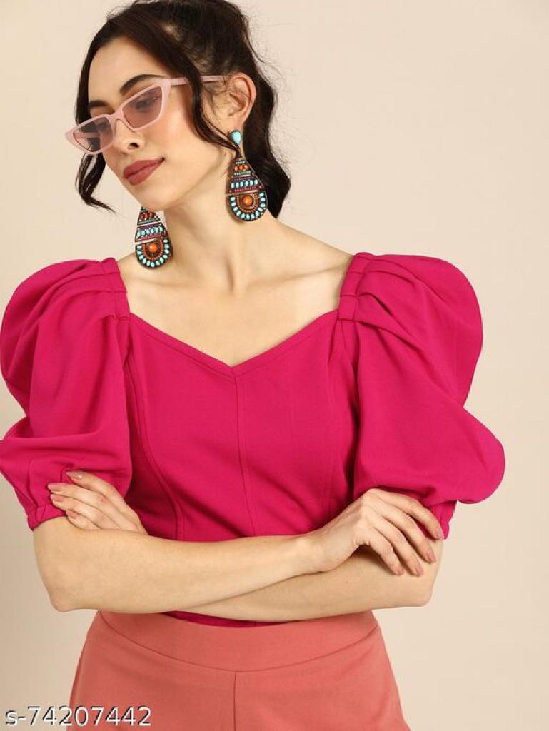 Daily Wear Polyester type Short Sleeve Full Stitched Top For Girls Wear