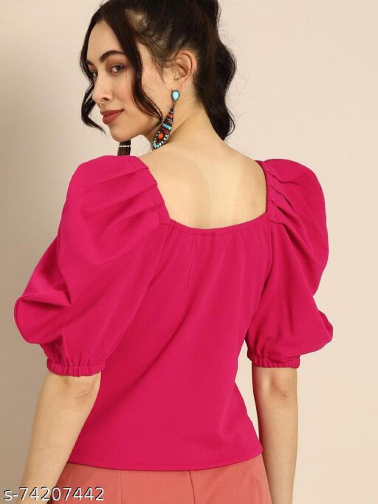 Daily Wear Polyester type Short Sleeve Full Stitched Top For Girls Wear