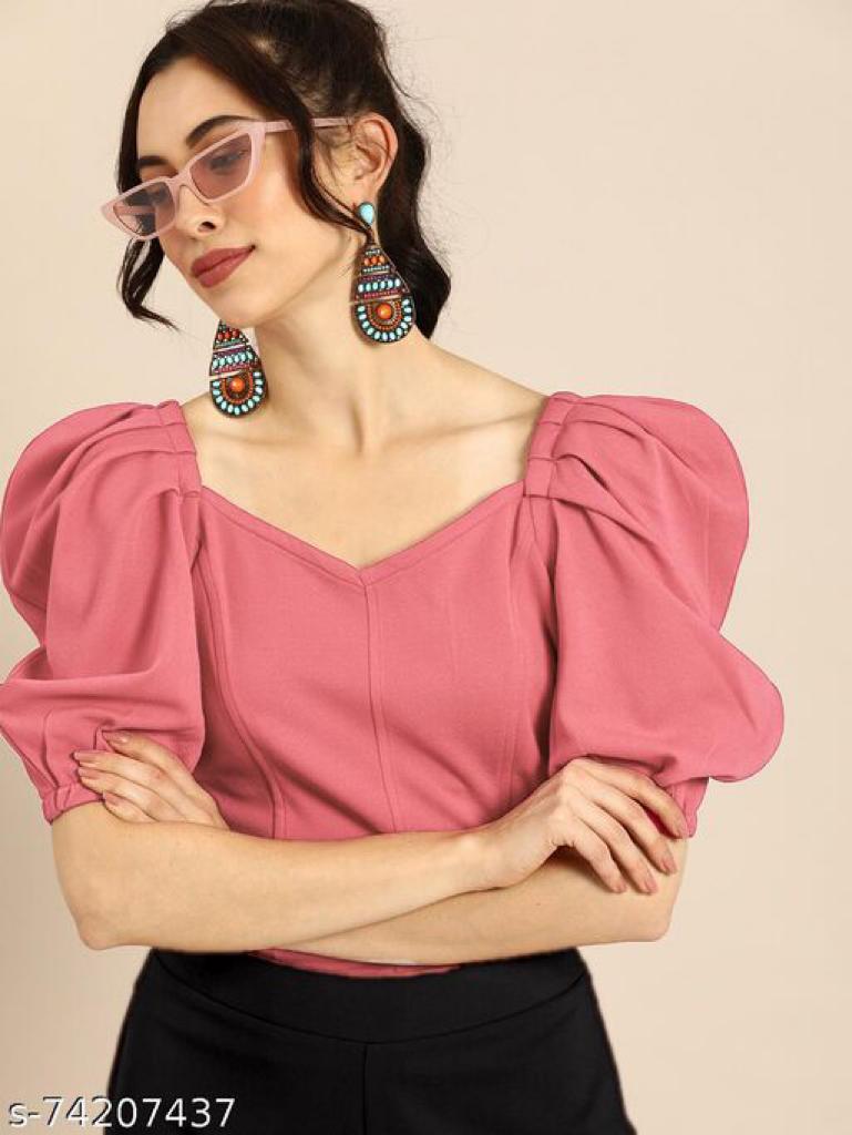 Daily Wear Polyester type Short Sleeve Full Stitched Top For Girls Wear