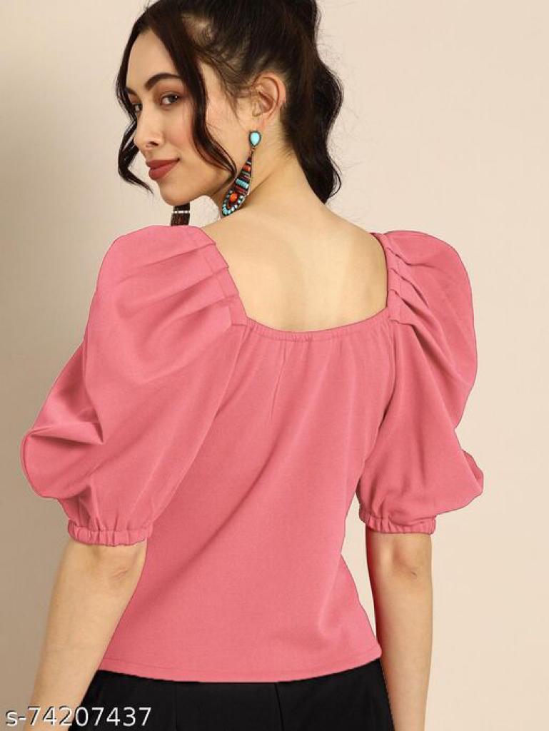 Daily Wear Polyester type Short Sleeve Full Stitched Top For Girls Wear