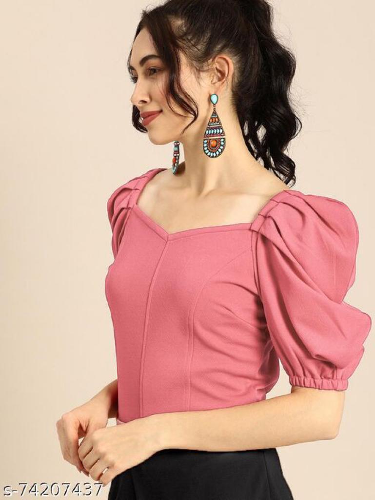 Daily Wear Polyester type Short Sleeve Full Stitched Top For Girls Wear