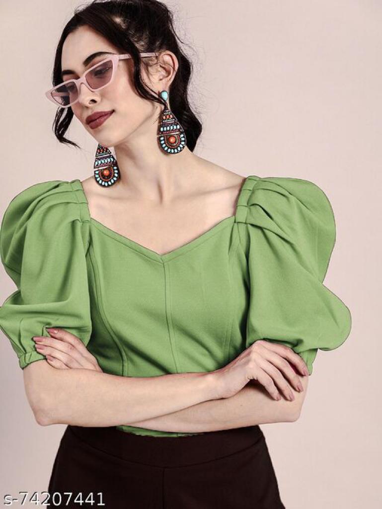 Daily Wear Polyester type Short Sleeve Full Stitched Top For Girls Wear