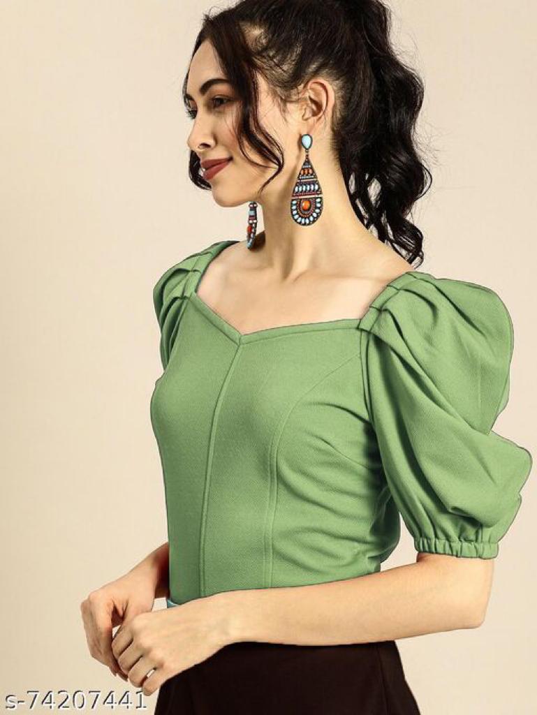 Daily Wear Polyester type Short Sleeve Full Stitched Top For Girls Wear