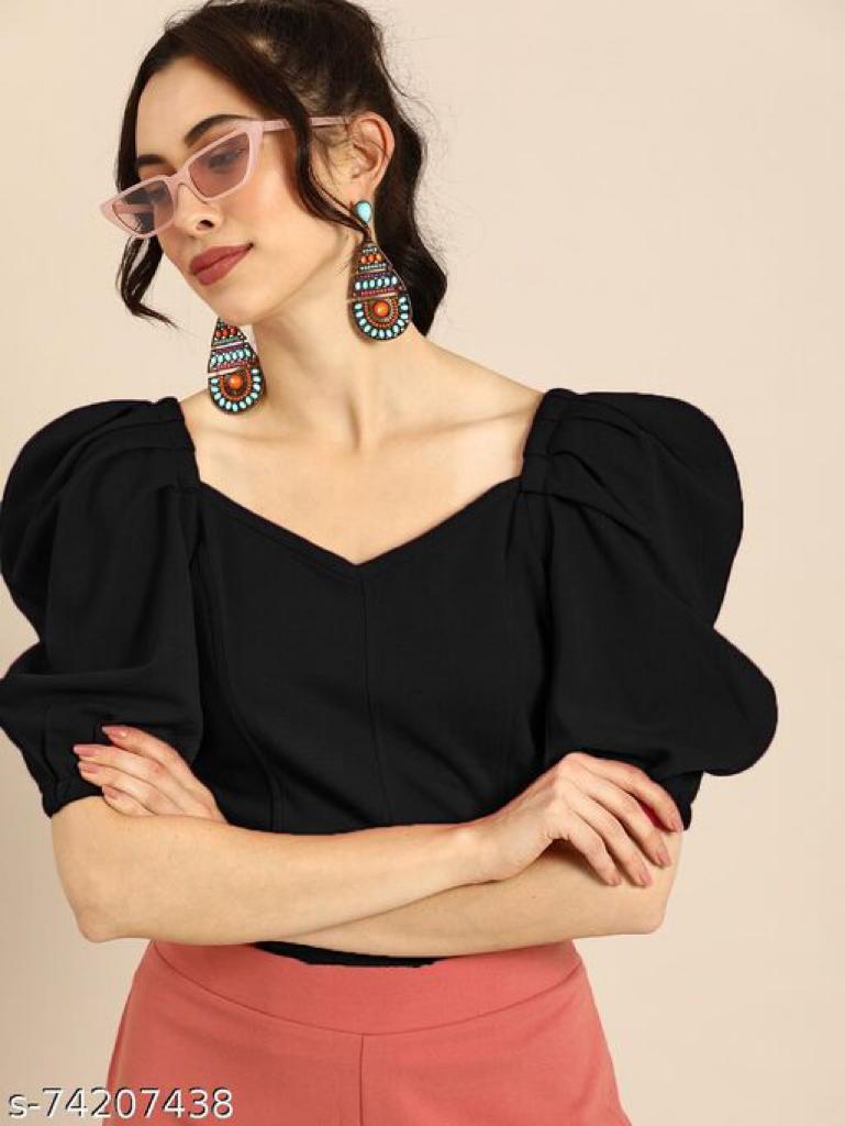 Daily Wear Polyester type Short Sleeve Full Stitched Top For Girls Wear