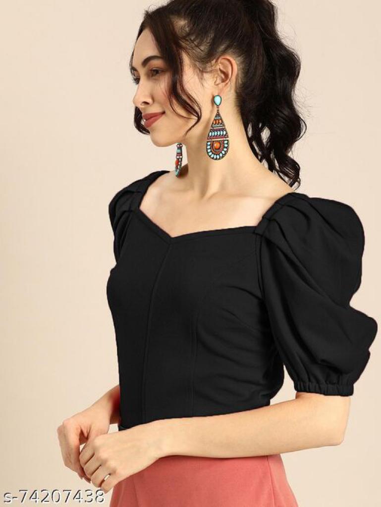 Daily Wear Polyester type Short Sleeve Full Stitched Top For Girls Wear