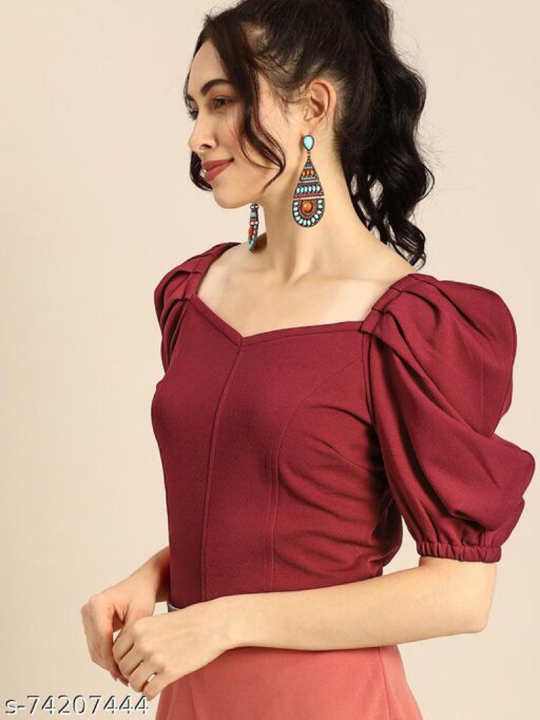 Daily Wear Polyester type Short Sleeve Full Stitched Top For Girls Wear
