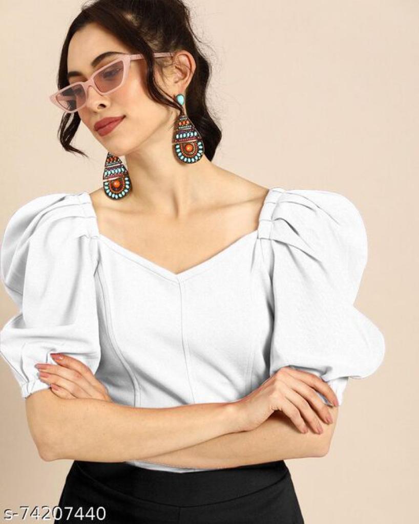 Daily Wear Polyester type Short Sleeve Full Stitched Top For Girls Wear