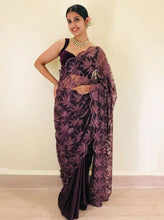 Load image into Gallery viewer, Wedding Wear Pure Net Satin Satin Sequence Work Saree Blouse
