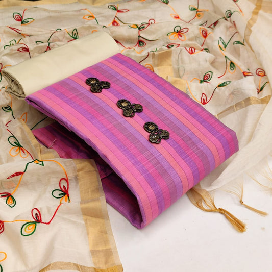 Perfect Purple Color South cotton Unstitched Printed Dress Material for Women