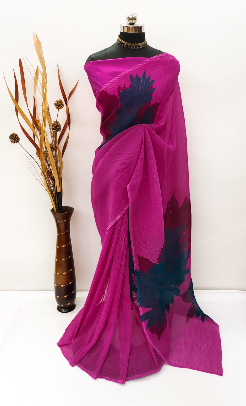 Party Wear Georgette Plating Design with Digital Print Saree Blouse