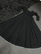 Load image into Gallery viewer, Wedding Wear Black Georgette Full Stitched Gown For Girls
