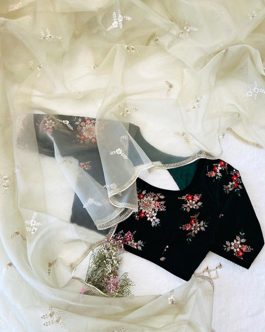 Designer Organza Light Color Embroidered Saree