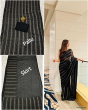 Load image into Gallery viewer, Black Georgette Sequence Work Designer Saree For Wedding Wear Function
