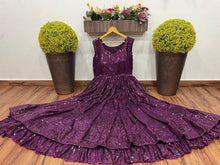 Load image into Gallery viewer, Function Wear Wine Color Georgette Sequence Work Gown
